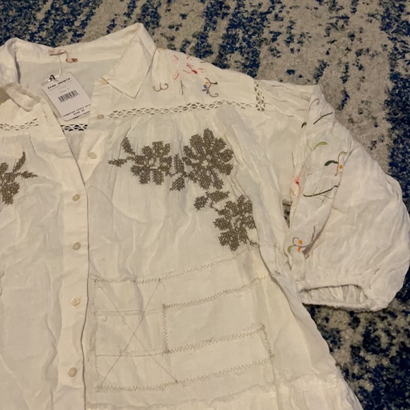 Free People Louisa Patchwork Mini Dress in Ivory S - Picture 6 of 9